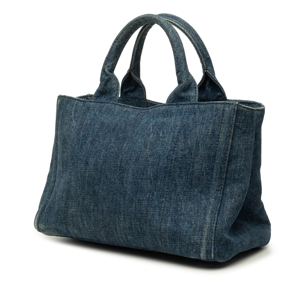 Pre-Loved Prada Small Denim Canapa Bijoux Satchel - Picture 2 of 7